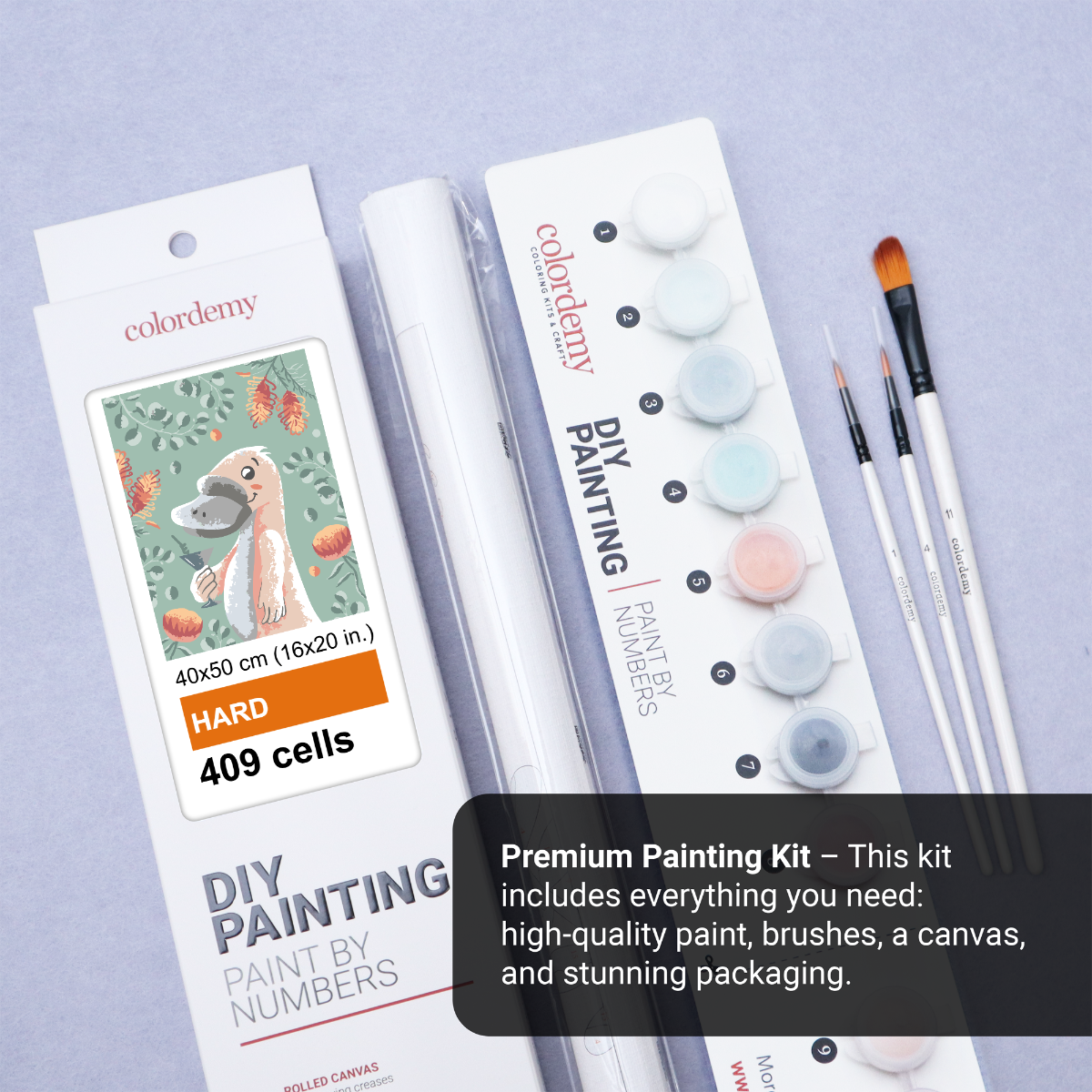 40x50cm Paint by Numbers Kit: Cool Platypus: Minimalist with Leafy Background