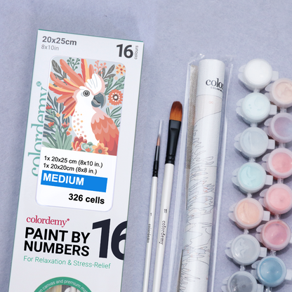2-in-1 Paint by Numbers Kit - Rolled Canvases (20x25cm & 20x20cm), 16 Colours (undefined)