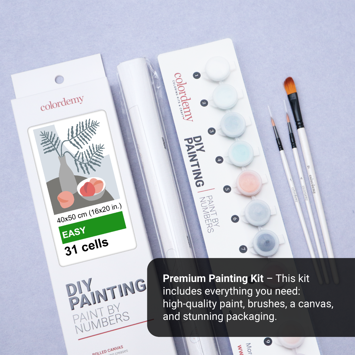 40x50cm Paint by Numbers Kit:  Elegant Simplicity: Minimalist Grey Vase and Peaches