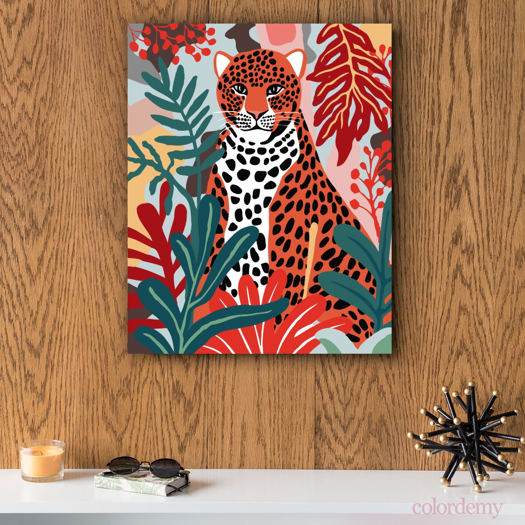 40x50cm Paint by Numbers Kit: Leopard Elegance in Matisse Hues