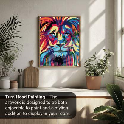 40x50cm Paint by Numbers Kit: Majestic Mane: Abstract Lion Portrait Paint by Numbers Kit!