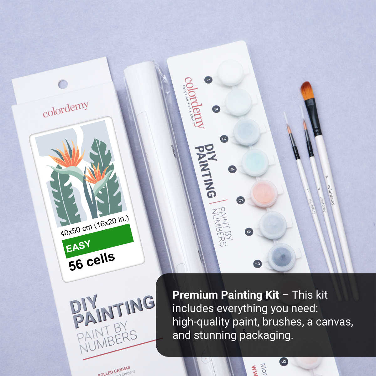 40x50cm Paint by Numbers Kit: Exotic Blooms: Leaves with Vibrant Orange Flower