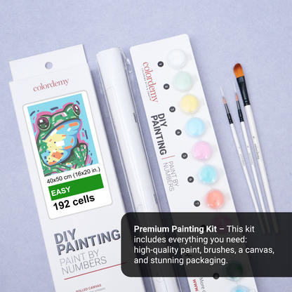 40x50cm Paint by Numbers kit: Froggy Fantasia: Dive into a World of Colour.