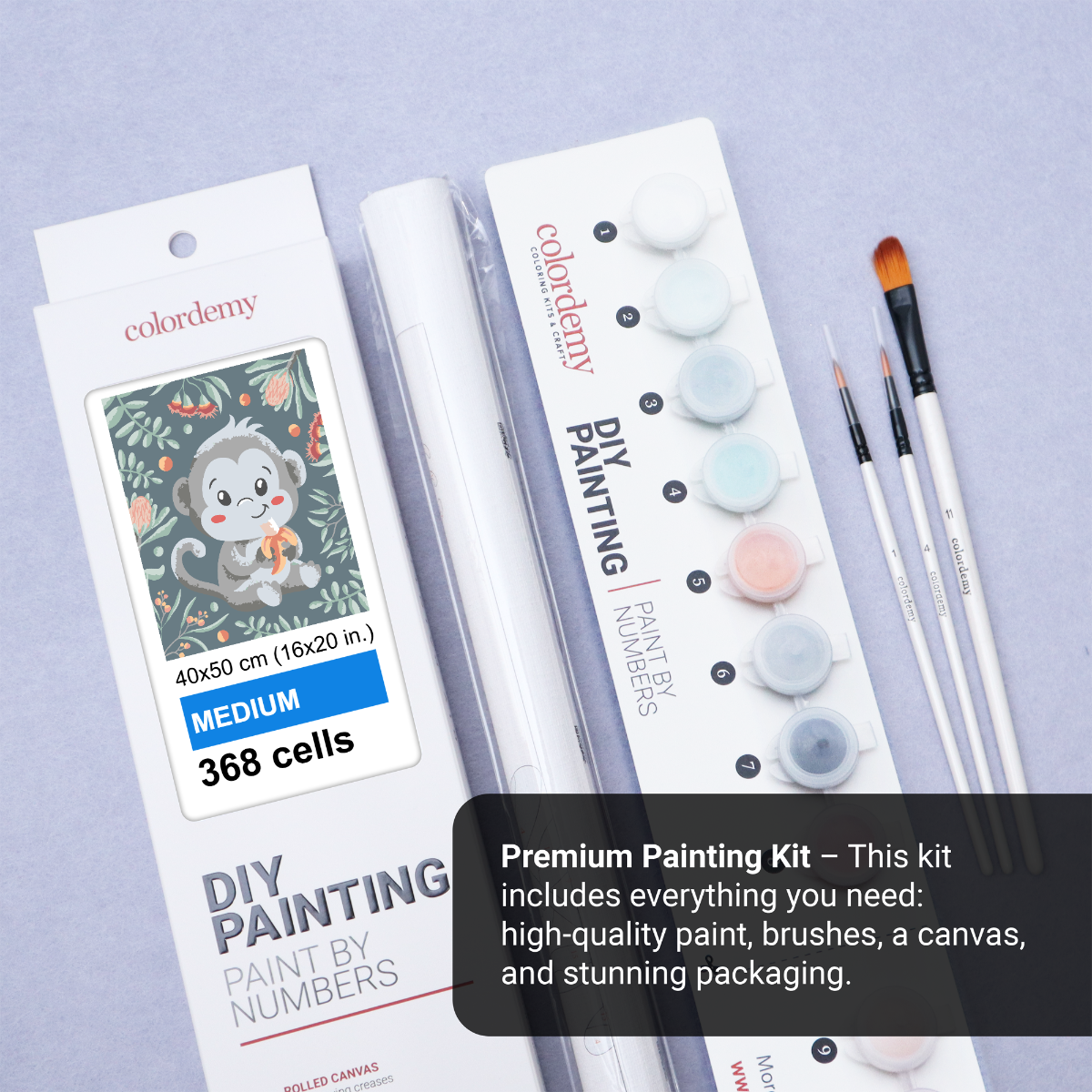 40x50cm Paint by Numbers Kit: Banana Bliss: Simple Monkey with Leafy Background