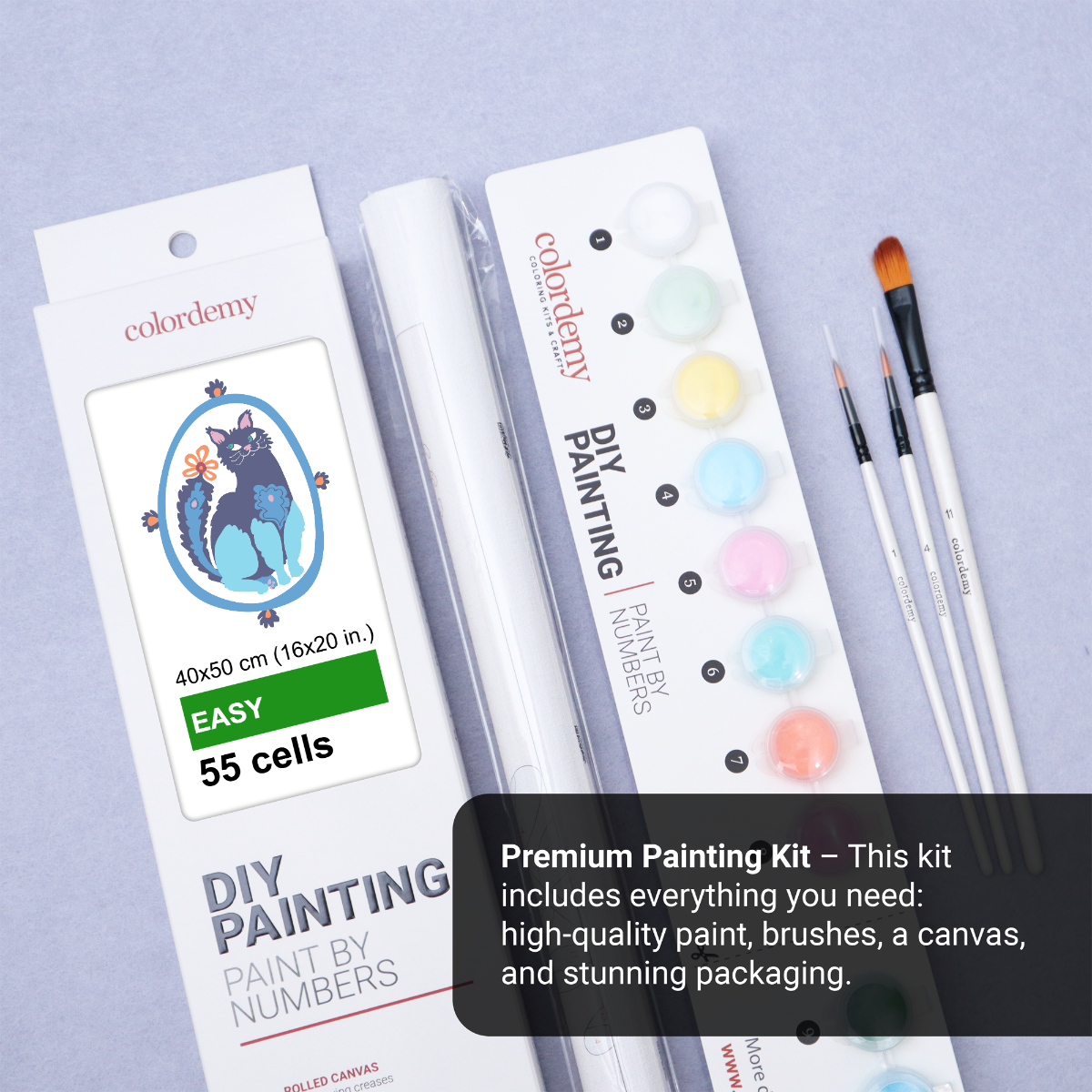 40x50cm Paint by Numbers Kit - Rolled Canvases, 16 Colours (Funkies - Cat)