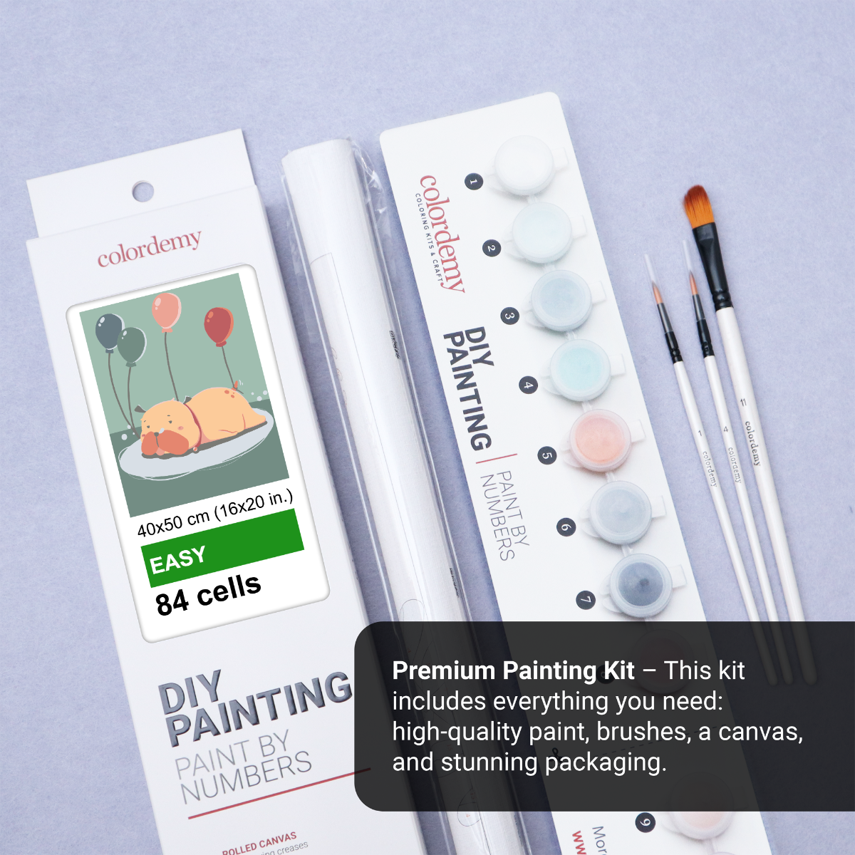 40x50cm Paint by Numbers kit: Birthday Paws: Lazy Dog Celebration