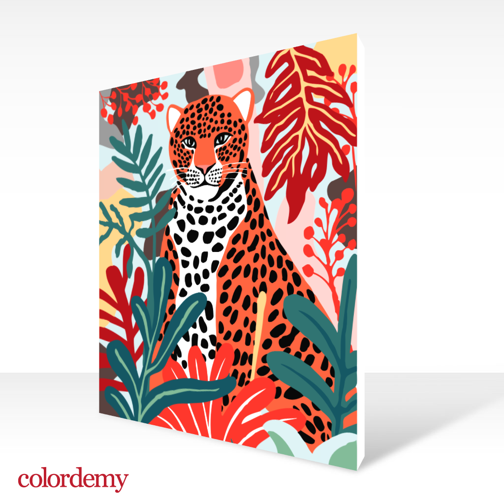 40x50cm Paint by Numbers Kit: Leopard Elegance in Matisse Hues