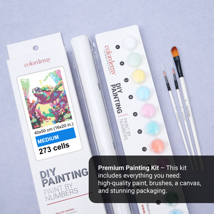 40x50cm Paint by Numbers Kit - Rolled Canvases, 16 Colours (Abstract Wild Collection - Sea Turtle)