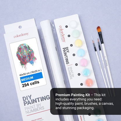 40x50cm Paint by Numbers kit: Vivid Play: Colourful Splash Dog