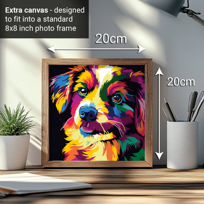 2-in-1 Paint by Numbers Kit - Rolled Canvases (20x25cm & 20x20cm), 16 Colours (Bold In Black - Dog)