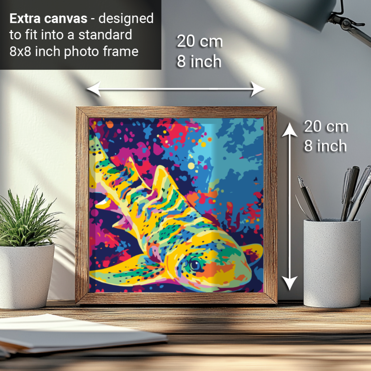 2-in-1 Paint by Numbers Kit - Rolled Canvases (20x25cm & 20x20cm), 16 Colours (Sea Life - Zebra Shark)