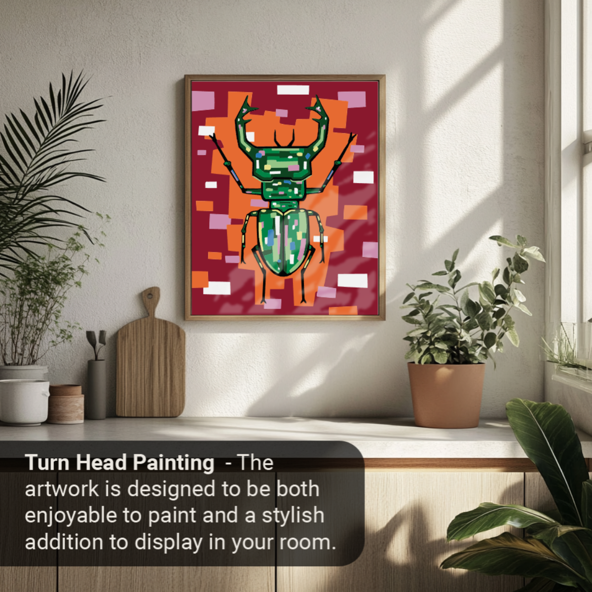 40x50cm Paint by Numbers Kit: Radiant Stag: Colourful Warm Stag Beetle
