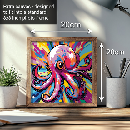 2-in-1 Paint by Numbers Kit - Rolled Canvases (20x25cm & 20x20cm), 16 Colours (Pop Party Palette - Octopus)