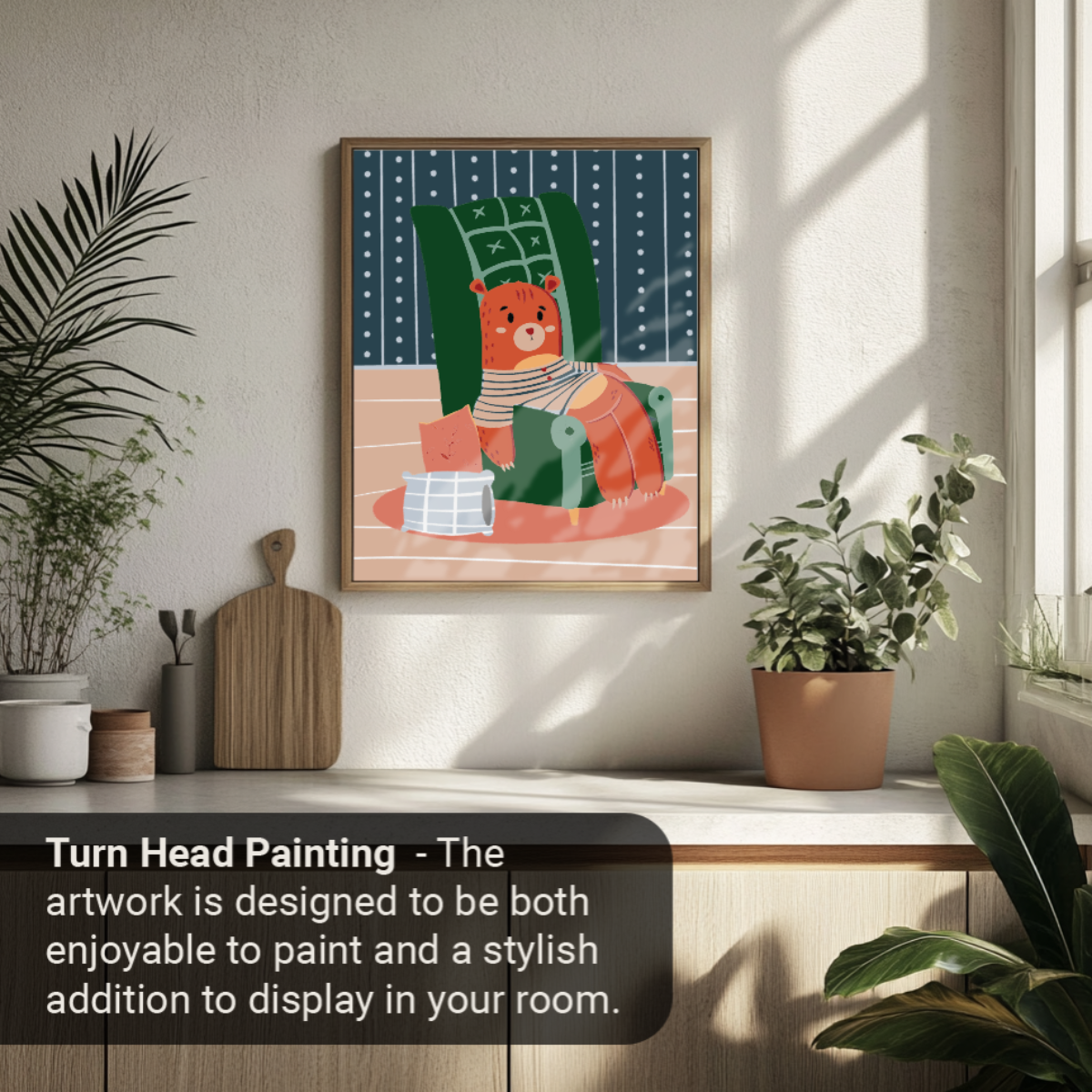 40x50cm Paint by Numbers kit: Cosy Corner: Lazy Bear on a Chair