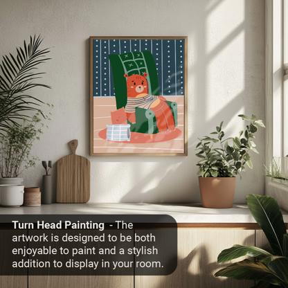 40x50cm Paint by Numbers kit: Cosy Corner: Lazy Bear on a Chair