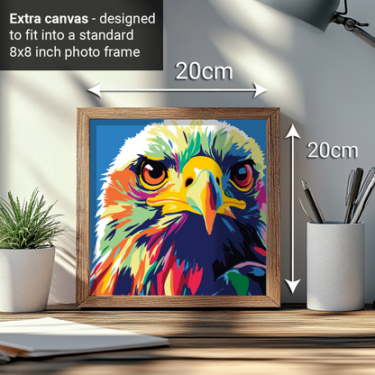 2-in-1 Paint by Numbers Kit - Rolled Canvases (20x25cm & 20x20cm), 16 Colours (Pop Party Palette - Eagle)