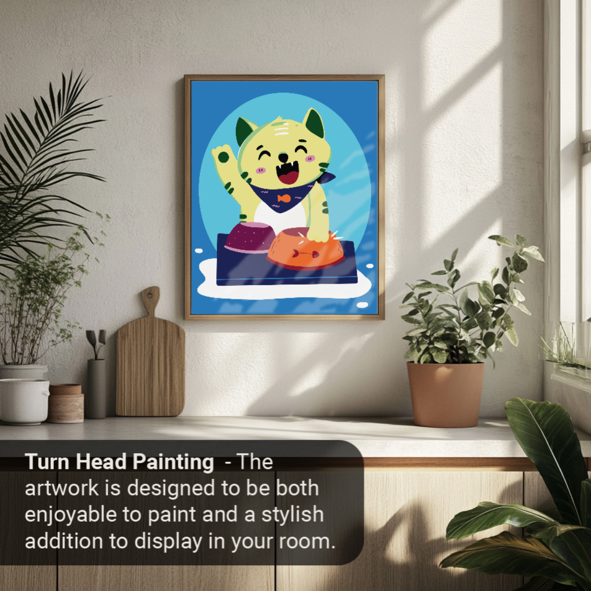 40x50cm Paint by Numbers Kit: Purrfect Rhythm: Cat Drumming Cat Bowls