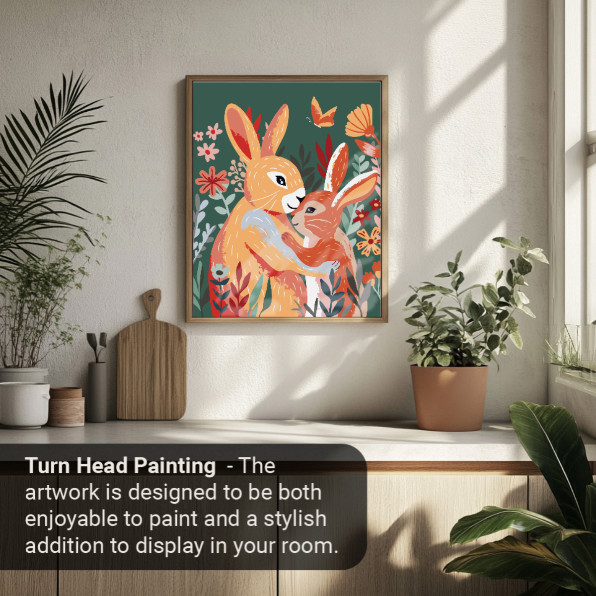 40x50cm Paint by Numbers Kit: Easter Blossoms - Mother-Daughter Rabbit Duo