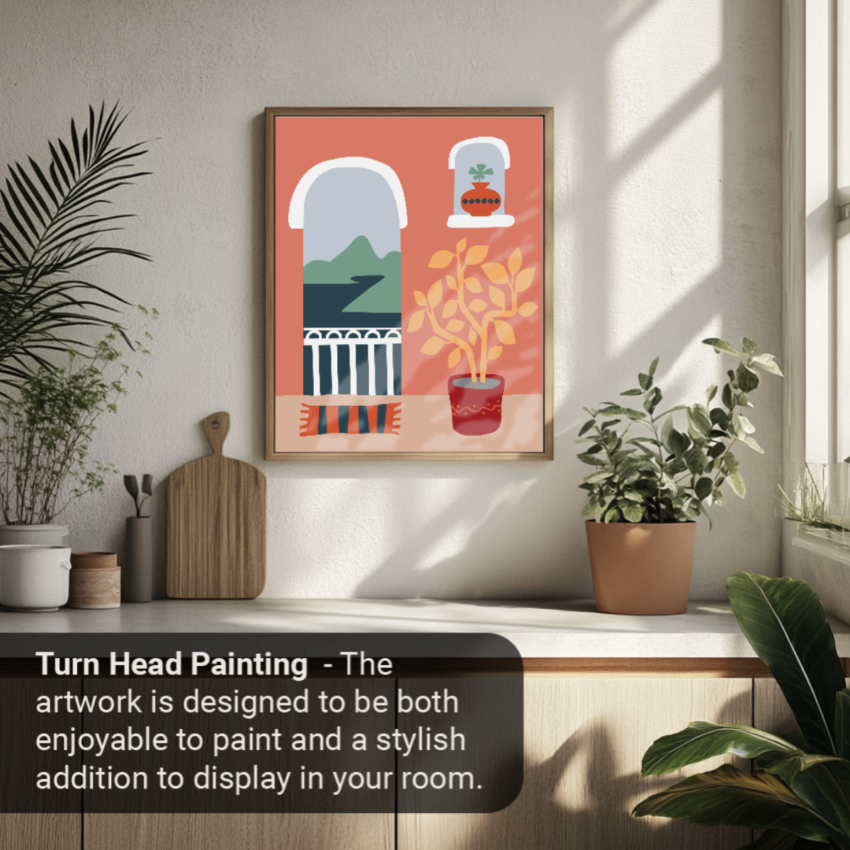 40x50cm Paint by Numbers Kit: Balcony Retreat: Minimalist Mountain View