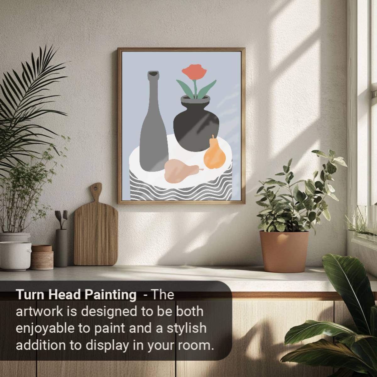 40x50cm Paint by Numbers Kit:  Minimalist Elegance: Grey Coffee Table with Vase and Fruits
