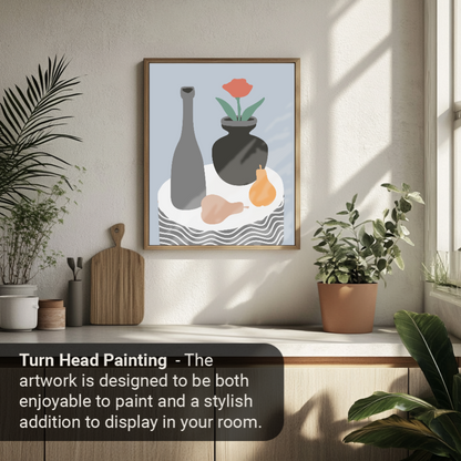 40x50cm Paint by Numbers Kit:  Minimalist Elegance: Grey Coffee Table with Vase and Fruits