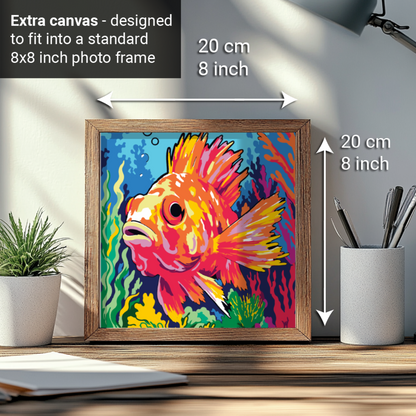 2-in-1 Paint by Numbers Kit - Rolled Canvases (20x25cm & 20x20cm), 16 Colours (Sea Life - Red Scorpion Fish)