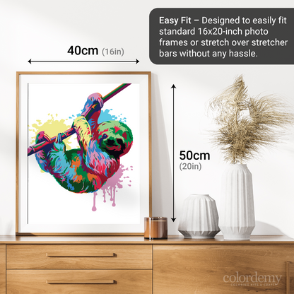 40x50cm Paint by Numbers Kit: Slothful Splendor: Colourful Abstract Sloth