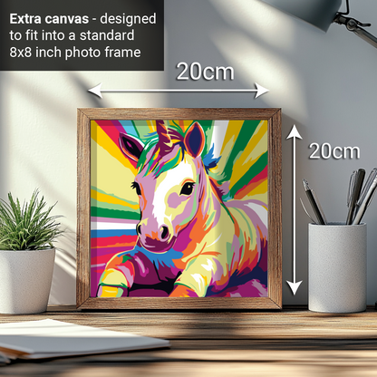 2-in-1 Paint by Numbers Kit - Rolled Canvases (20x25cm & 20x20cm), 16 Colours (Pop Party Palette - Unicorn)