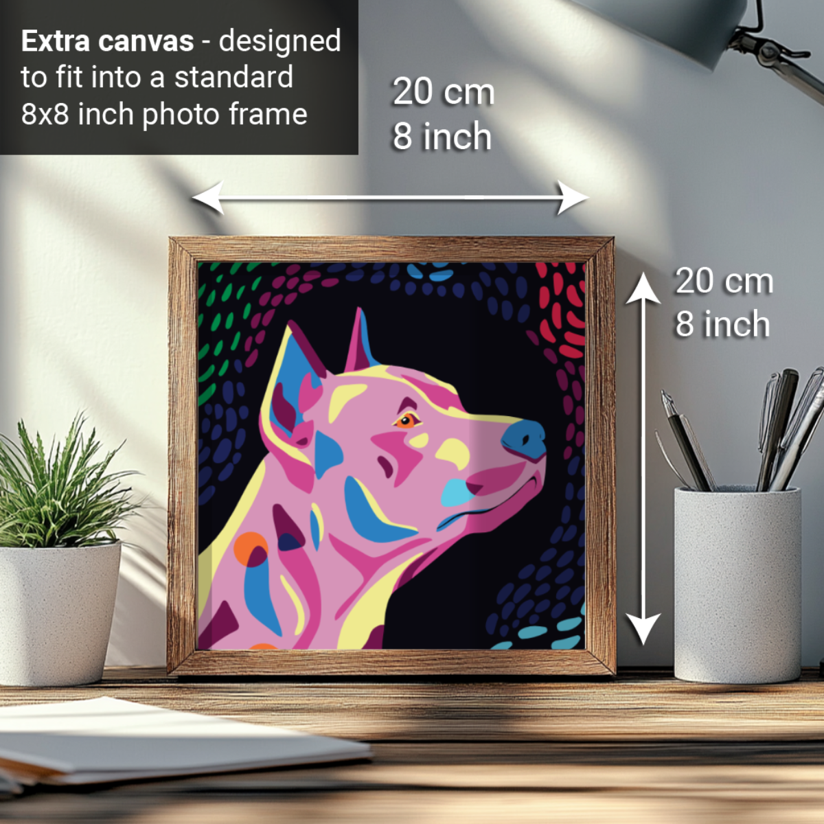 2-in-1 Paint by Numbers Kit - Rolled Canvases (20x25cm & 20x20cm), 16 Colours (Proud Little Paws - Pinscher)