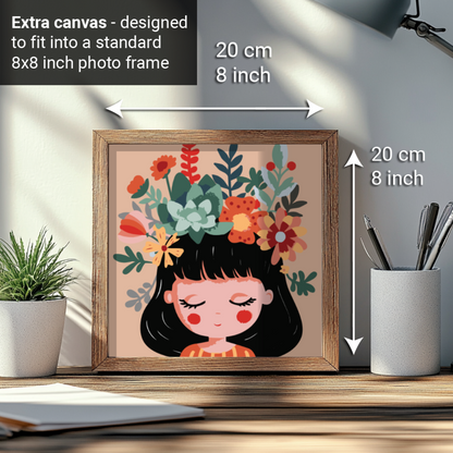 2-in-1 Paint by Numbers Kit - Rolled Canvases (20x25cm & 20x20cm), 16 Colours (Little Girl)