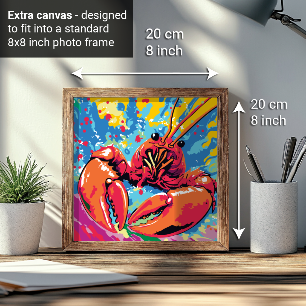 2-in-1 Paint by Numbers Kit - Rolled Canvases (20x25cm & 20x20cm), 16 Colours (Sea Life - Lobster)