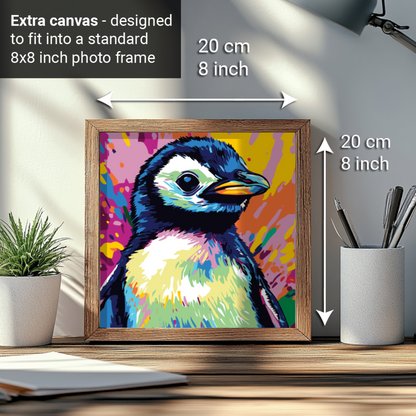 2-in-1 Paint by Numbers Kit - Rolled Canvases (20x25cm & 20x20cm), 16 Colours (Sea Life - Penguin)