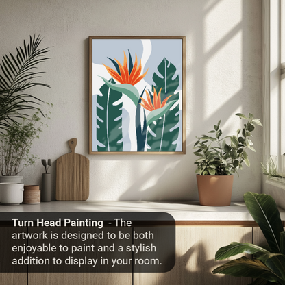 40x50cm Paint by Numbers Kit: Exotic Blooms: Leaves with Vibrant Orange Flower
