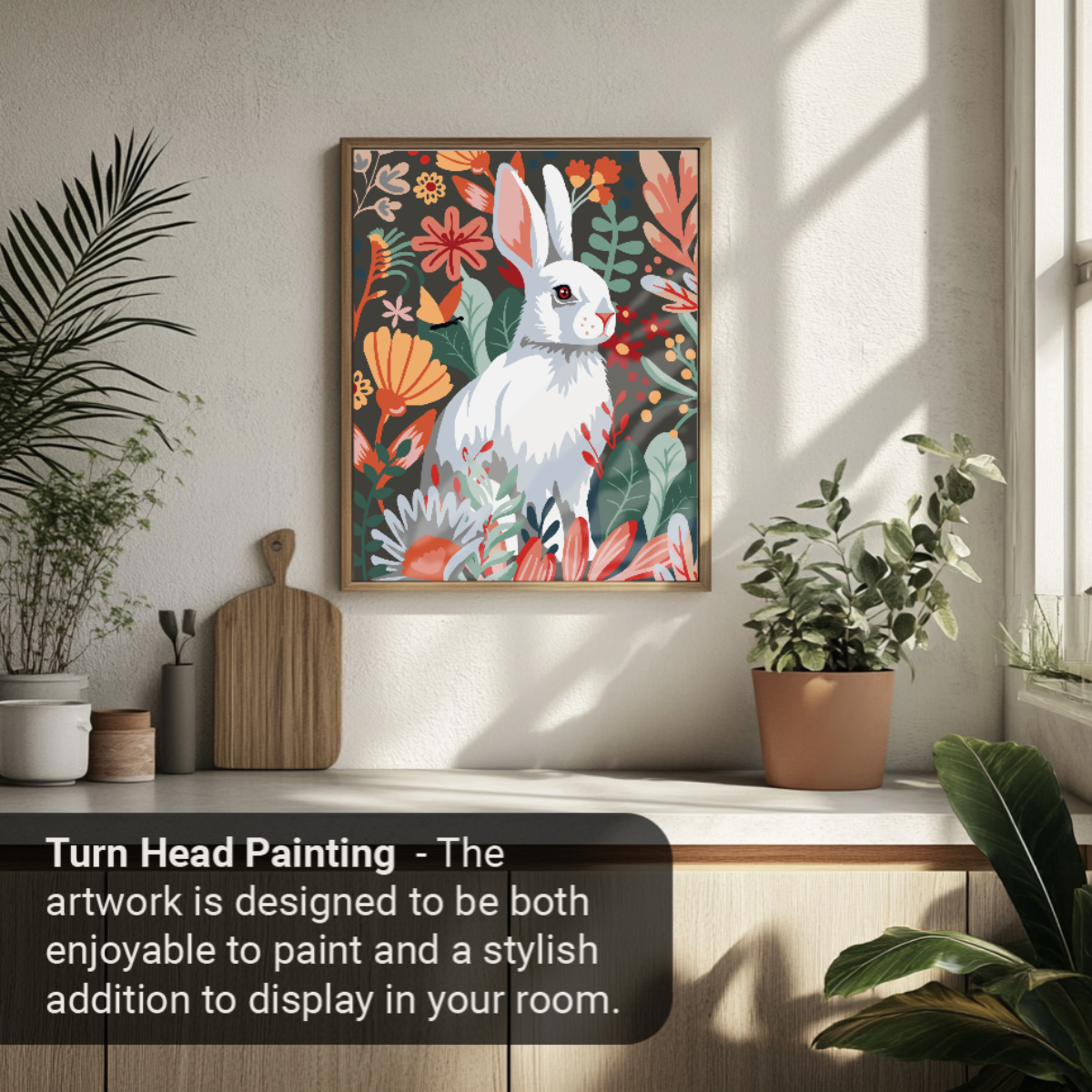40x50cm Paint by Numbers Kit: Floral Elegance - White Rabbit Portrait