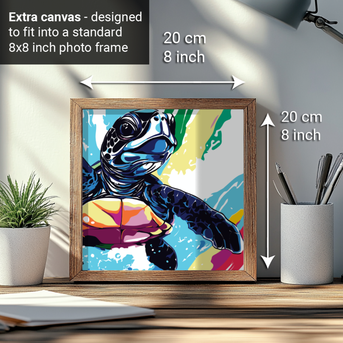 2-in-1 Paint by Numbers Kit - Rolled Canvases (20x25cm & 20x20cm), 16 Colours (Sea Life - Sea Turtle)