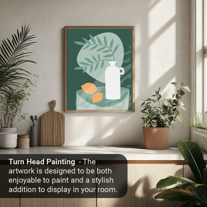 40x50cm Paint by Numbers Kit: Tabletop Serenity: Minimalist White Vase with Plant