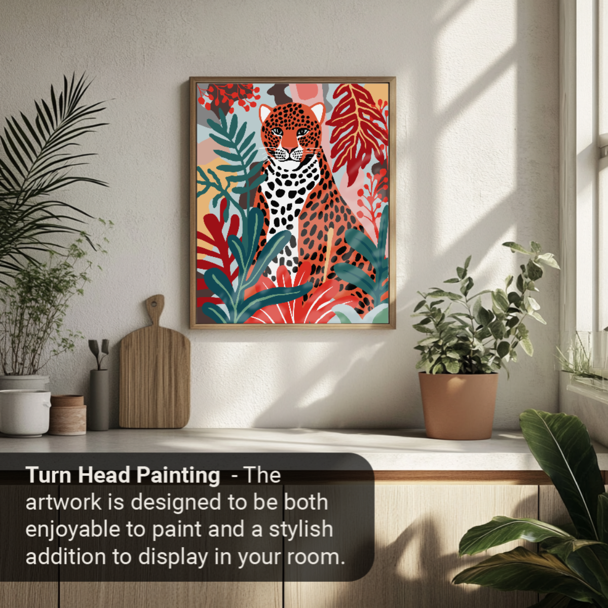 40x50cm Paint by Numbers Kit: Leopard Elegance in Matisse Hues