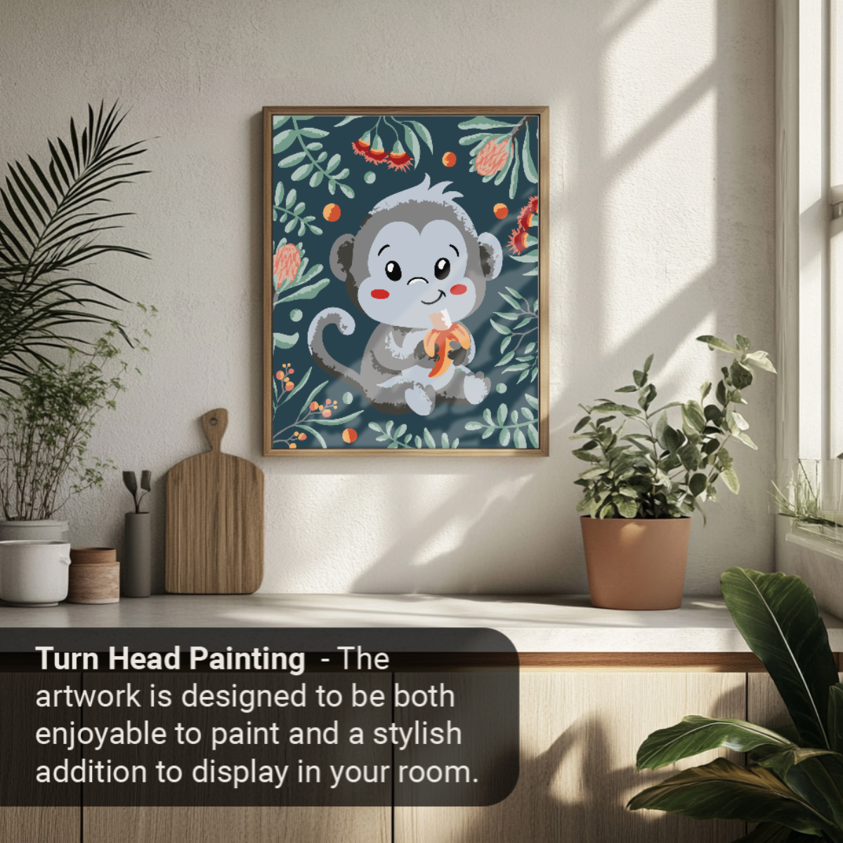 40x50cm Paint by Numbers Kit: Banana Bliss: Simple Monkey with Leafy Background