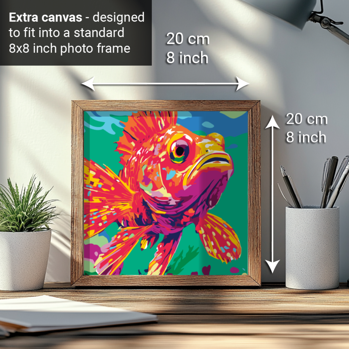 2-in-1 Paint by Numbers Kit - Rolled Canvases (20x25cm & 20x20cm), 16 Colours (Sea Life - Red Scorpion Fish)
