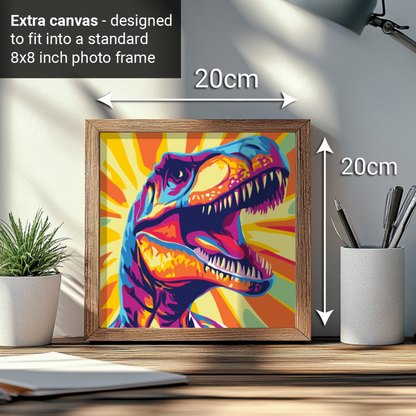 2-in-1 Paint by Numbers Kit - Rolled Canvases (20x25cm & 20x20cm), 16 Colours (Pop Party Palette - Dinosaur)