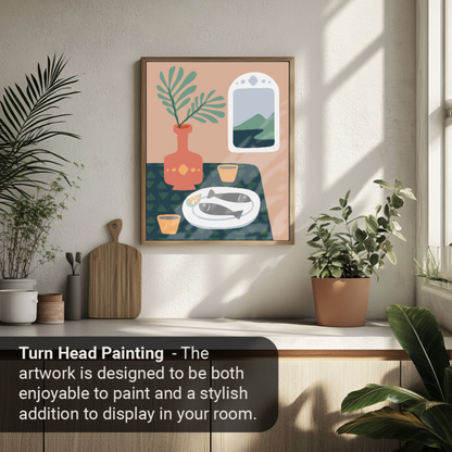 40x50cm Paint by Numbers Kit: Serenity in Contrast: Minimalist Dark Blue Table