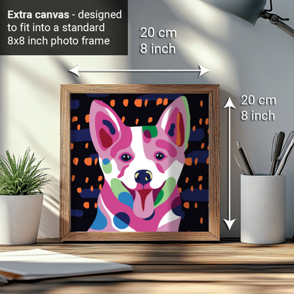 2-in-1 Paint by Numbers Kit - Rolled Canvases (20x25cm & 20x20cm), 16 Colours (Proud Little Paws - Corgi)