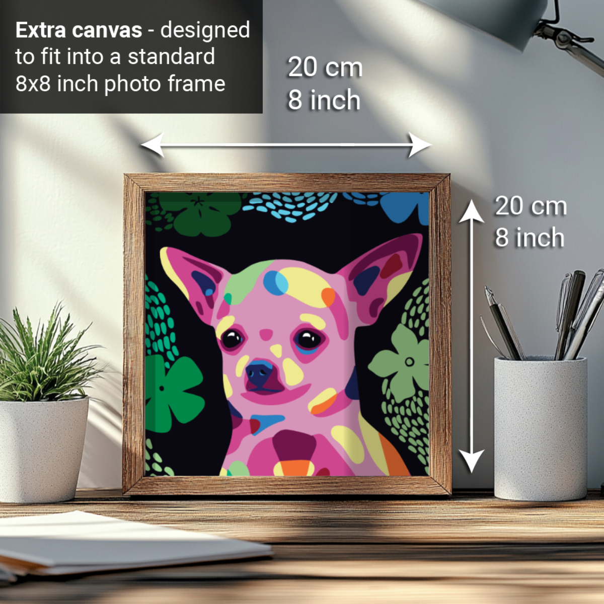 2-in-1 Paint by Numbers Kit - Rolled Canvases (20x25cm & 20x20cm), 16 Colours (Proud Little Paws - Chihuahua)