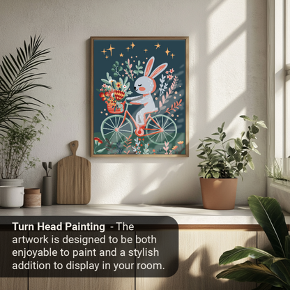 40x50cm Paint by Numbers Kit: Whimsical Wheels - Rabbit's Floral Joy Ride