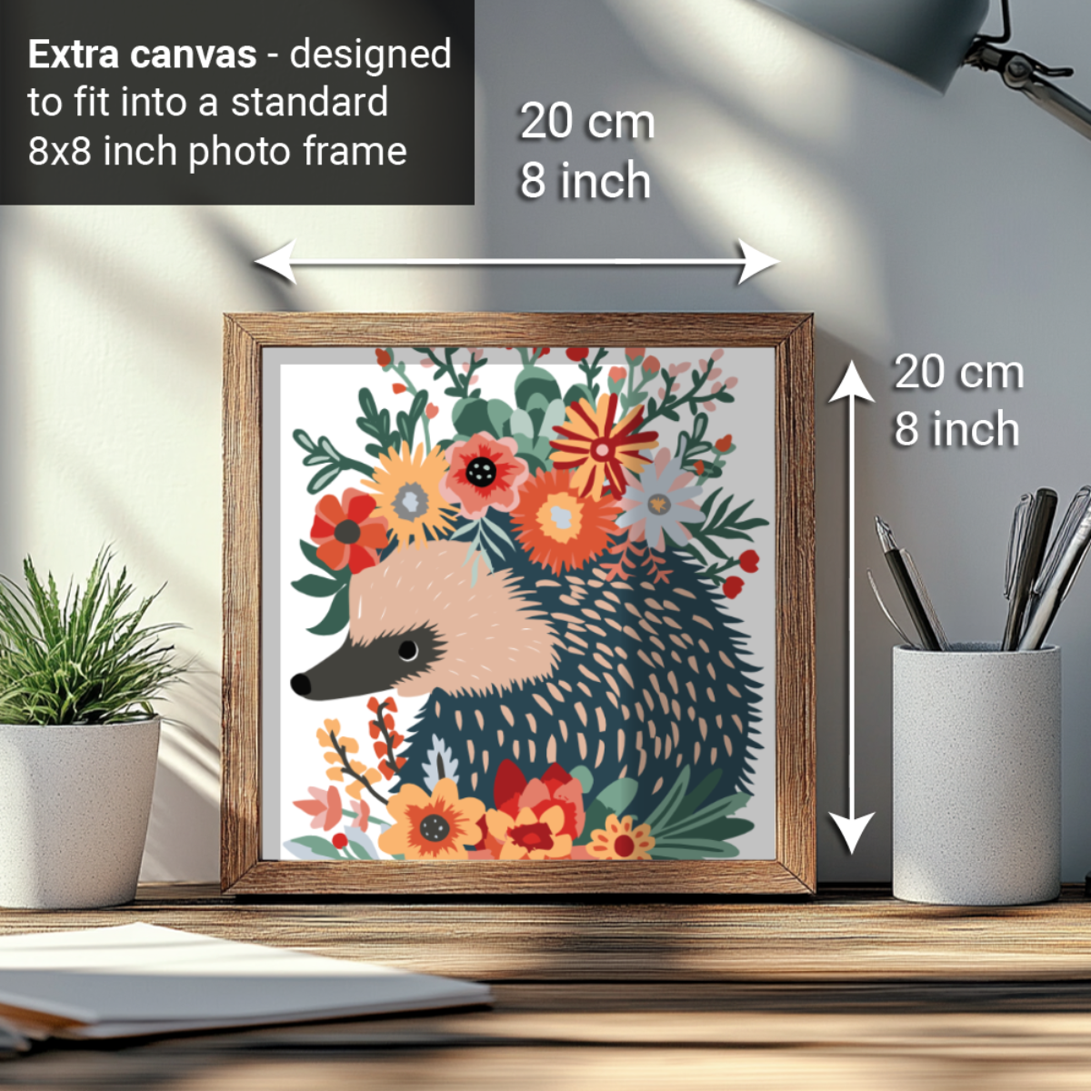 2-in-1 Paint by Numbers Kit - Rolled Canvases (20x25cm & 20x20cm), 16 Colours (Hue & Whimsy - Echidnas)