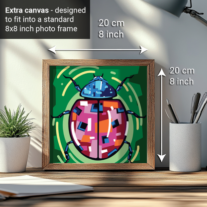 2-in-1 Paint by Numbers Kit - Rolled Canvases (20x25cm & 20x20cm), 16 Colours (Geometric Pop Art - Ladybug)