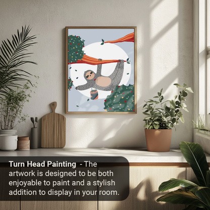 40x50cm Paint by Numbers Kit: Tranquil Balance: Simple Sloth on a Tree