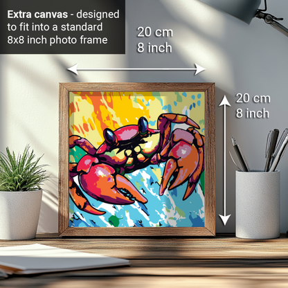 2-in-1 Paint by Numbers Kit - Rolled Canvases (20x25cm & 20x20cm), 16 Colours (Sea Life - Crab)