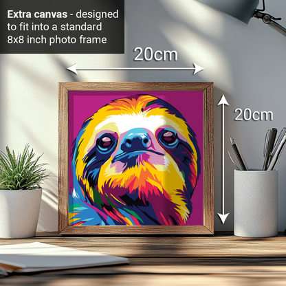 2-in-1 Paint by Numbers Kit - Rolled Canvases (20x25cm & 20x20cm), 16 Colours (Pop Party Palette - Sloth)