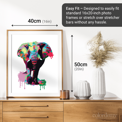 40x50cm Paint by Numbers Kit:  Safari Spectacle: Vibrant Splash Elephant